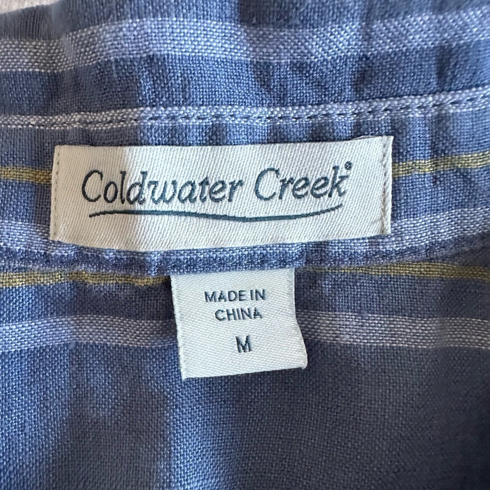 Coldwater Creek Womens M Linen Striped Button Up Tunic Top Preppy Office Casual - Picture 11 of 12